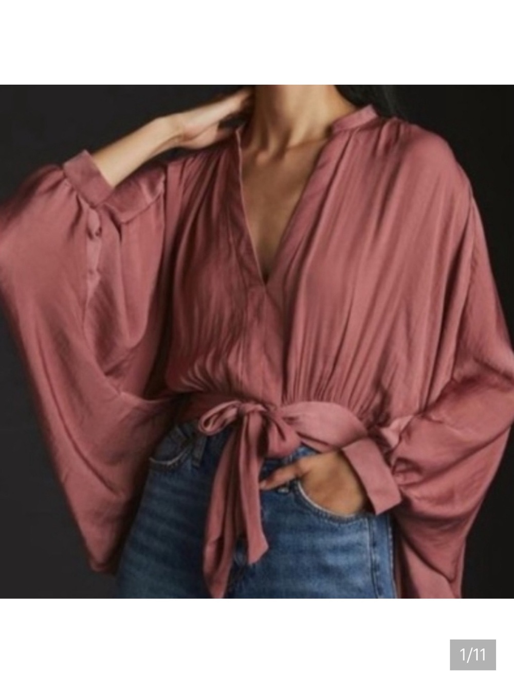Anthropologie Batwing Blouse Mauve Pink Large NWT New